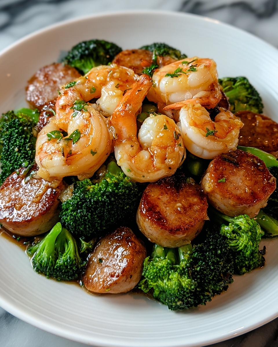 Honey Garlic Shrimp, Sausage & Broccoli Stir-Fry Recipe - Recipe Image