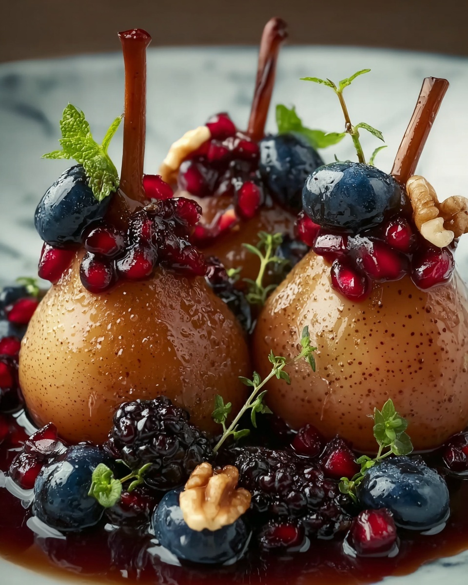 Baked Pears with Berries, Blue Cheese, and Walnuts Recipe - Recipe Image