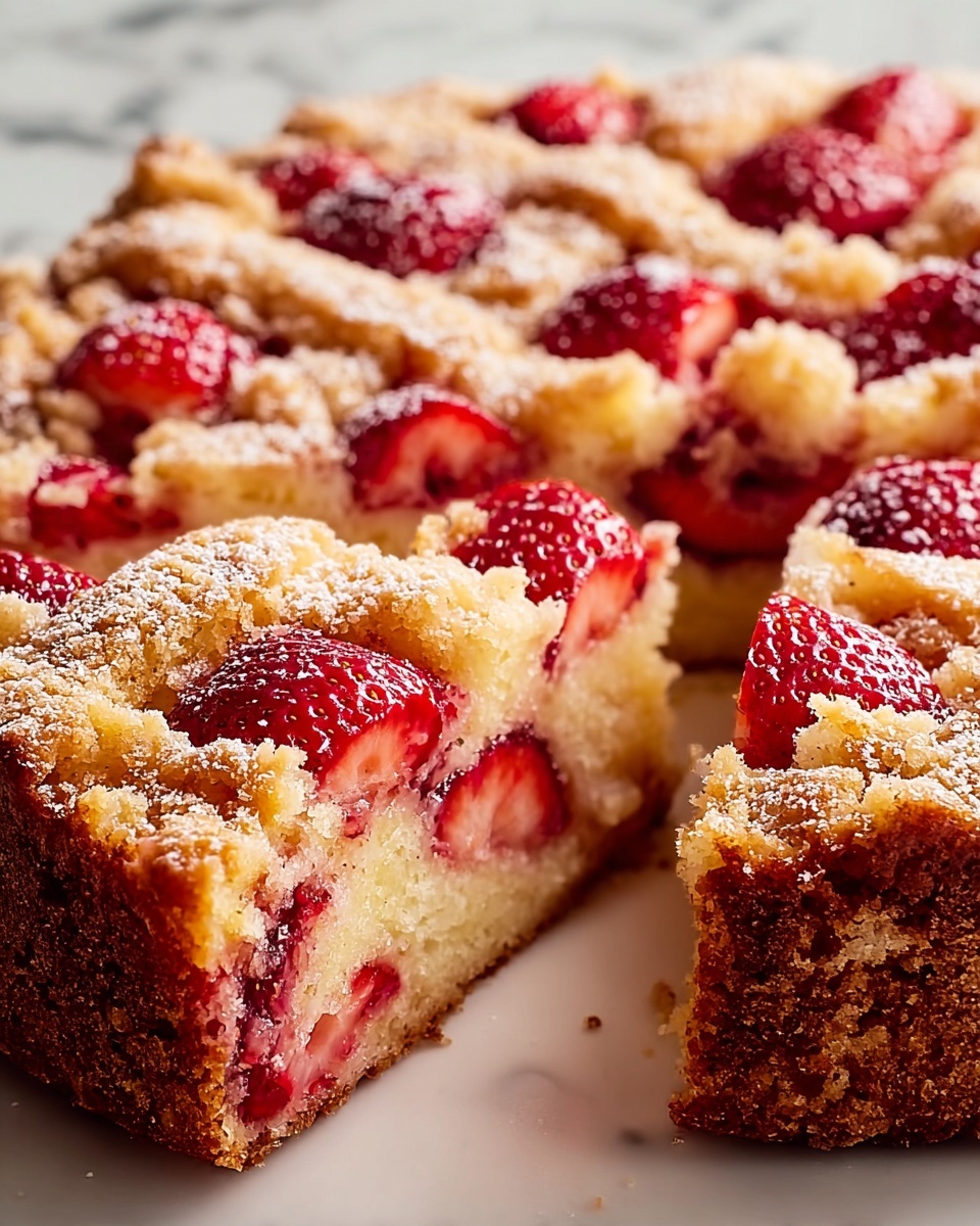Simple Strawberry Rhubarb Cake Recipe - Recipe Image