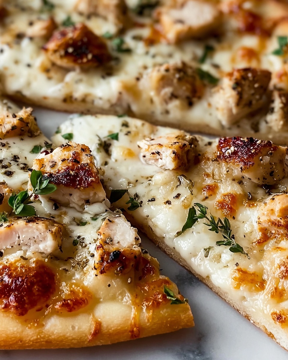 Roasted Garlic White Chicken Pizza Recipe - Recipe Image