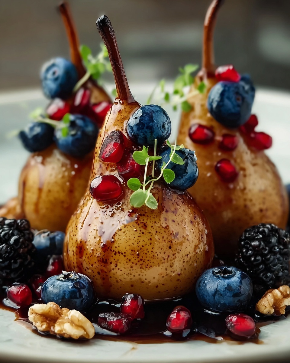 Baked Pears with Berries, Blue Cheese, and Walnuts Recipe - Recipe Image