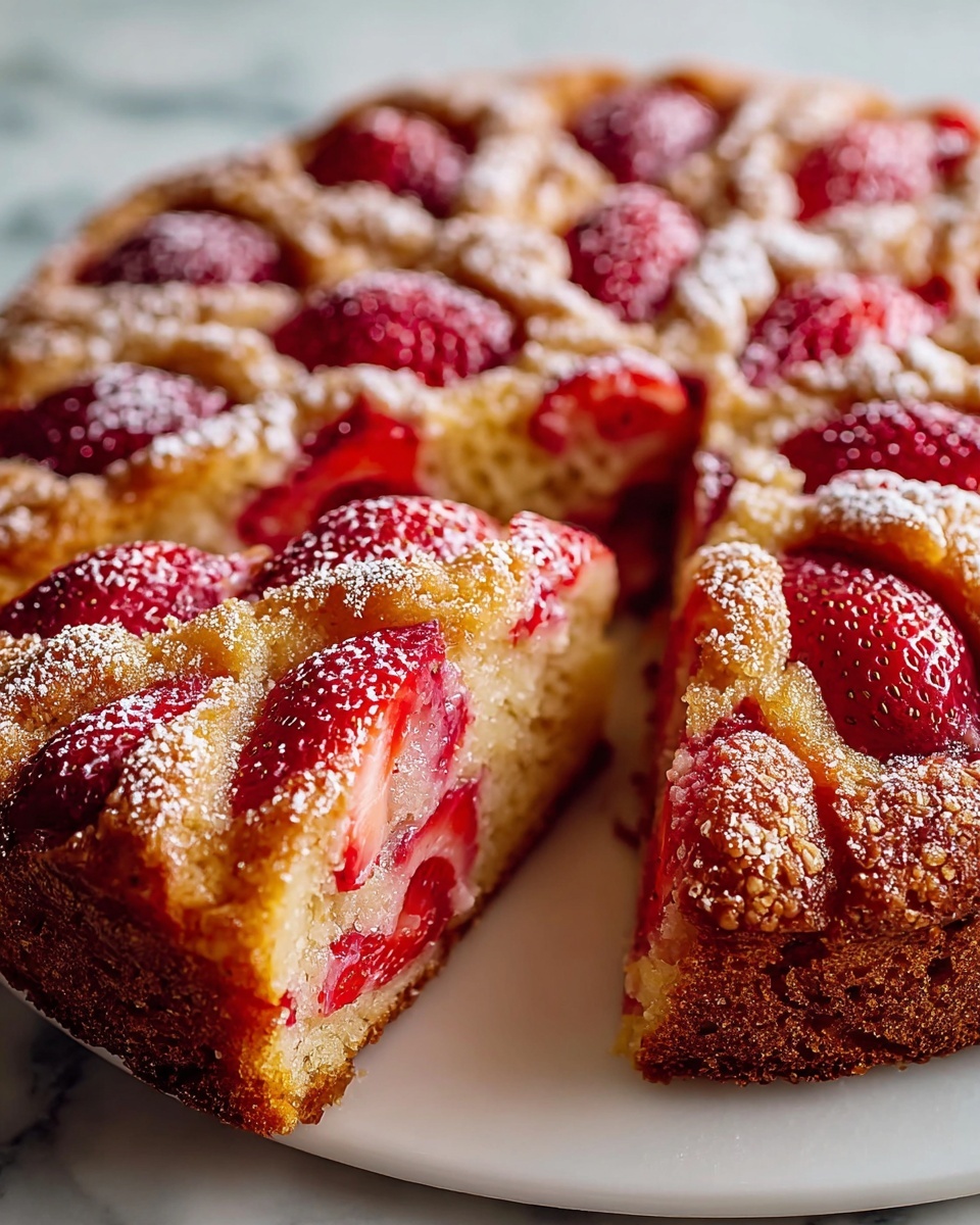 Simple Strawberry Rhubarb Cake Recipe - Recipe Image