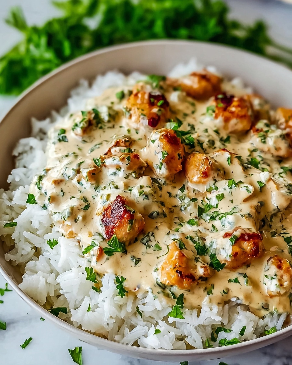 Creamy Smothered Chicken and Rice Recipe - Recipe Image
