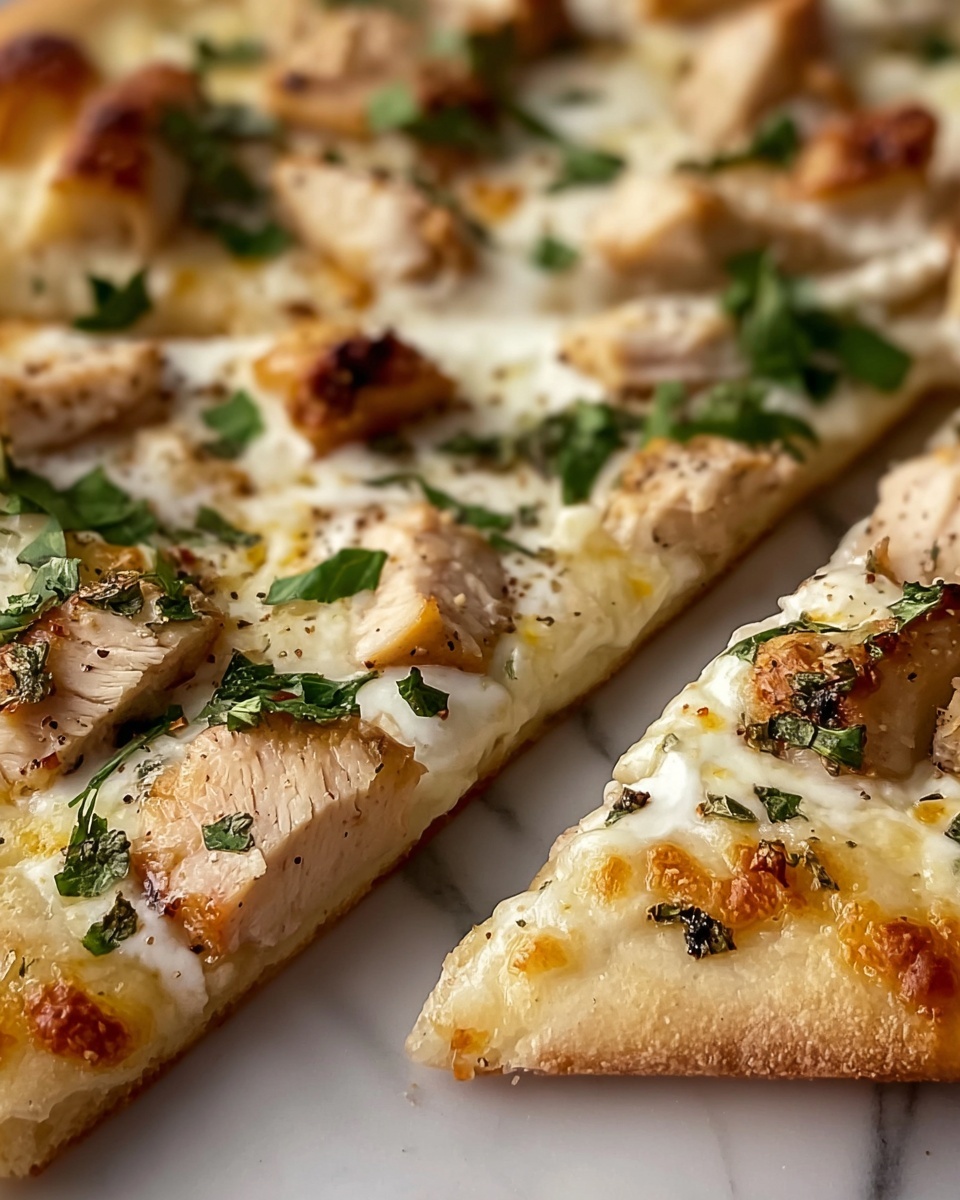 Roasted Garlic White Chicken Pizza Recipe - Recipe Image