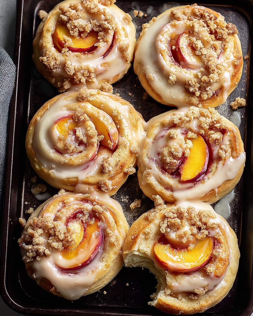 Peach Cobbler Cinnamon Rolls Recipe - Recipe Image