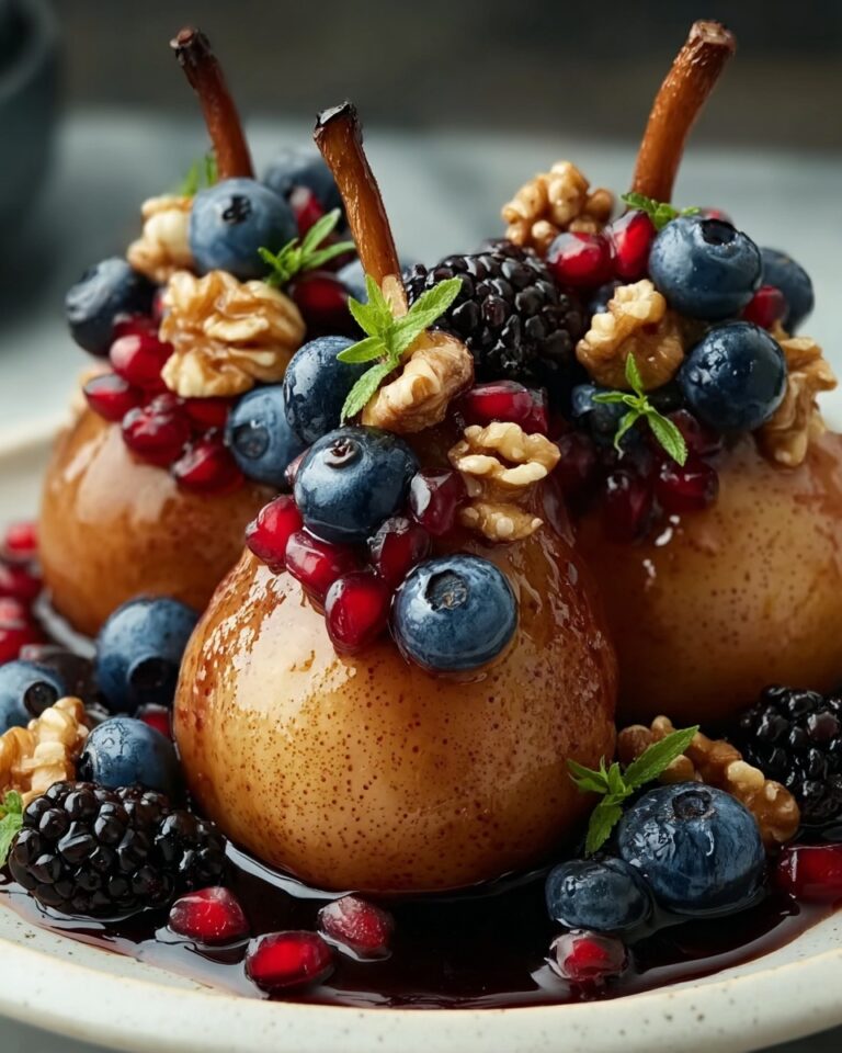 Baked Pears with Berries, Blue Cheese, and Walnuts Recipe