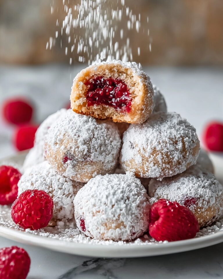Raspberry Filled Almond Snowball Cookies Recipe
