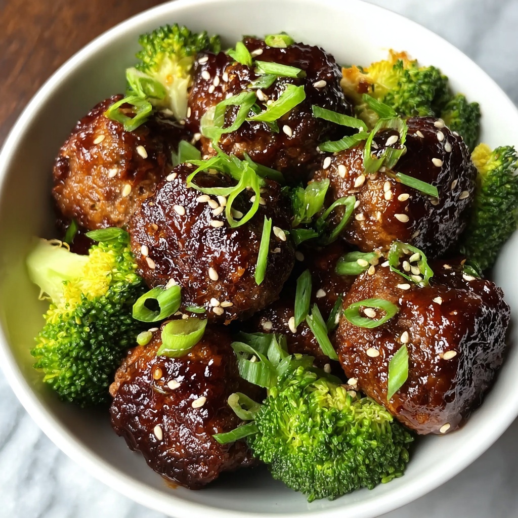 Sticky Mongolian Meatballs and Broccoli Recipe - Recipe Image