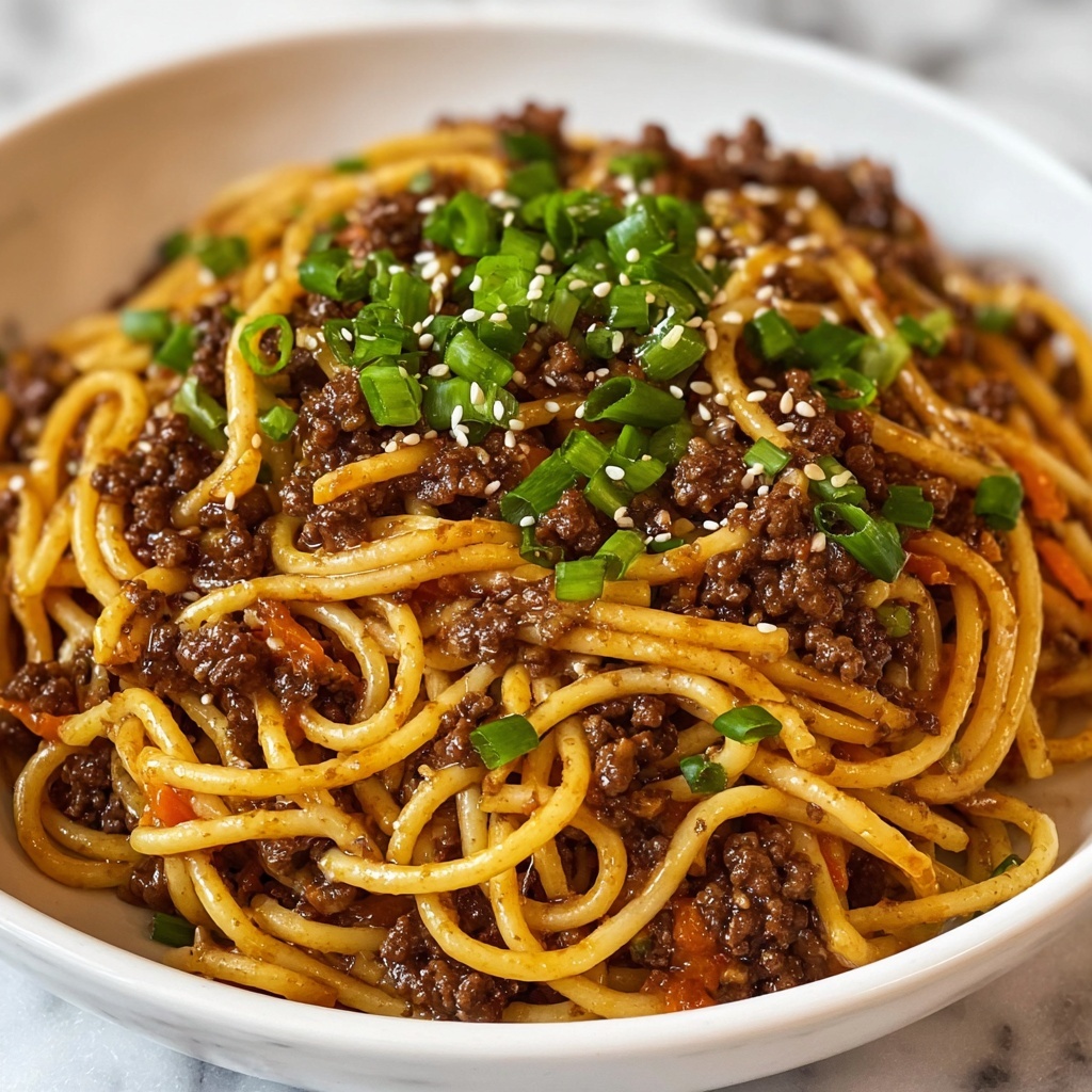Mongolian Ground Beef Noodles Recipe - Recipe Image