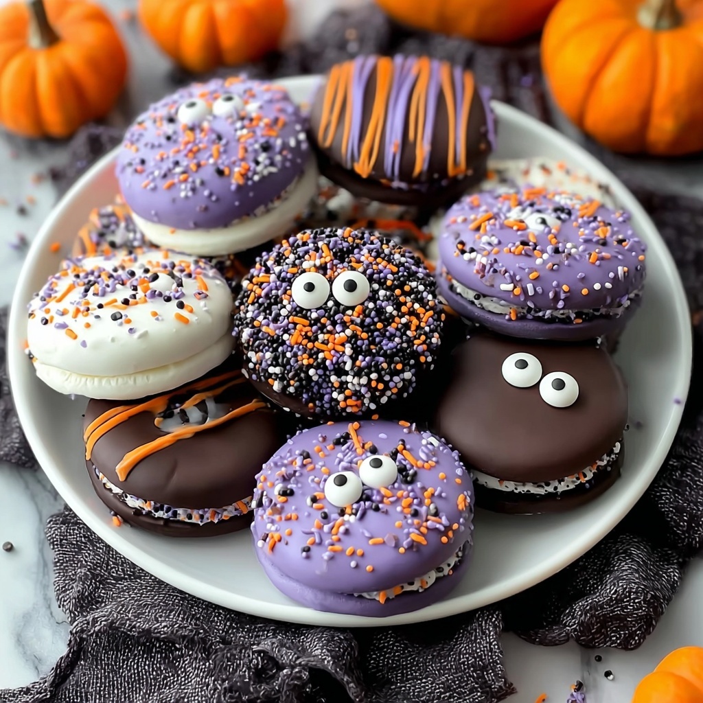 Spooky Scary Halloween Chocolate Dipped Oreo Cookies Recipe - Recipe Image