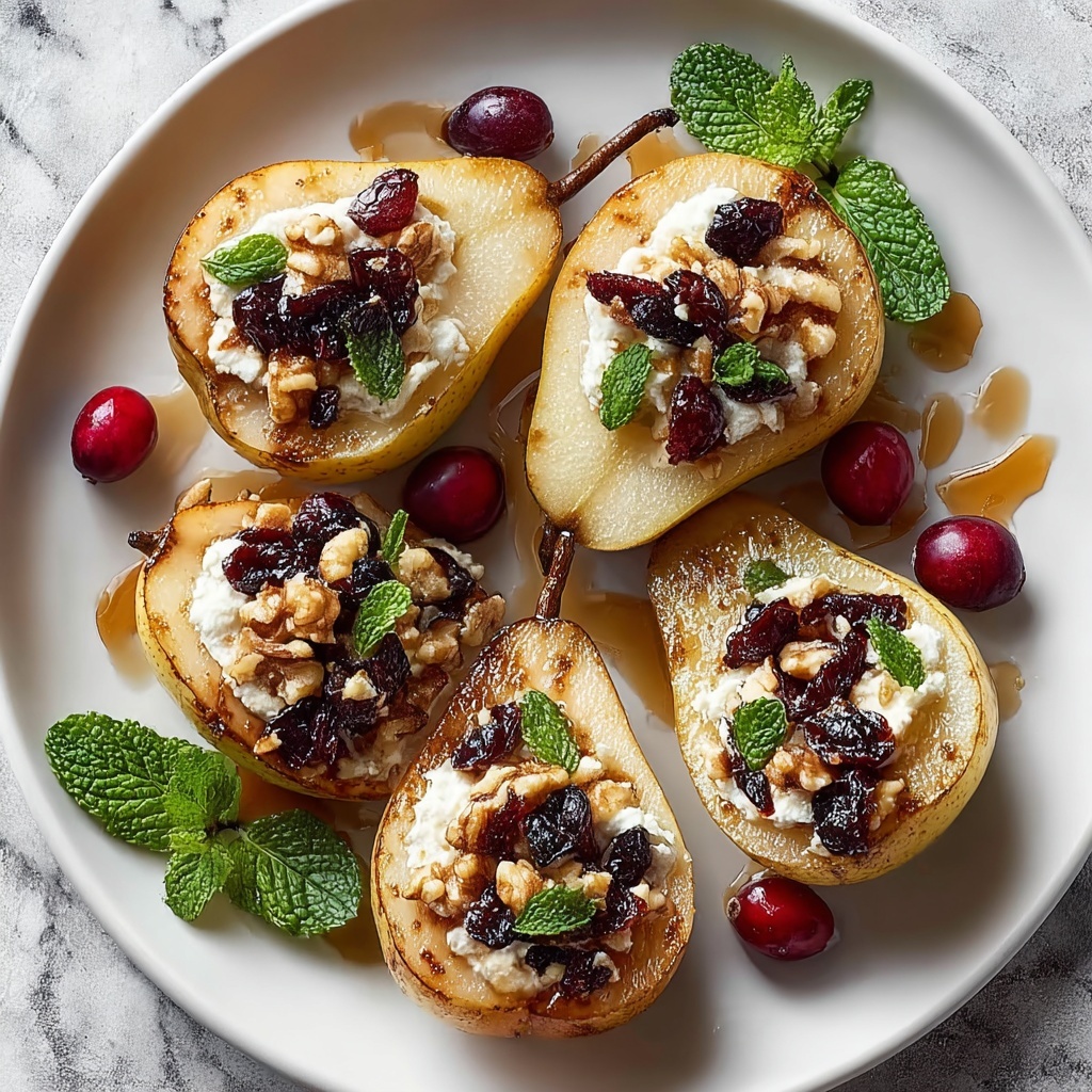Baked Pears with Goat Cheese, Honey, and Cranberries Recipe - Recipe Image