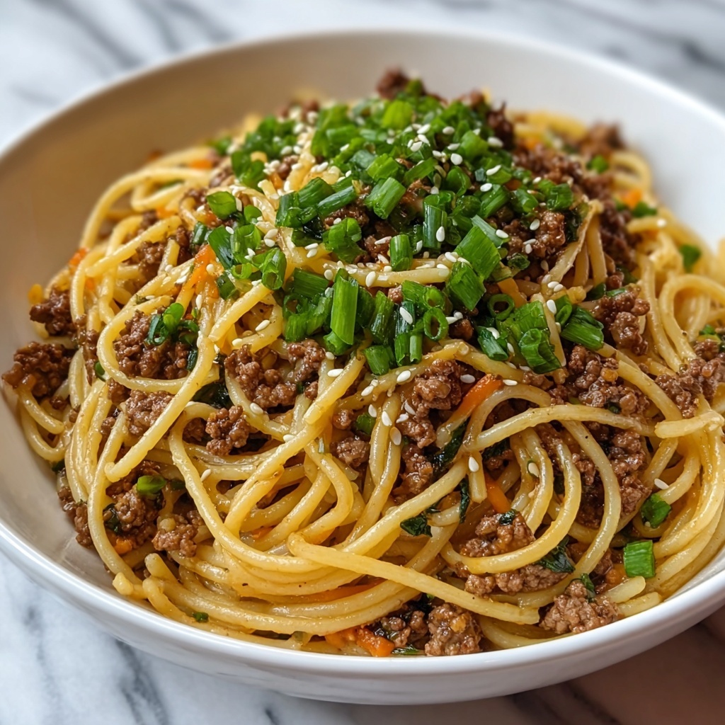 Mongolian Ground Beef Noodles Recipe - Recipe Image