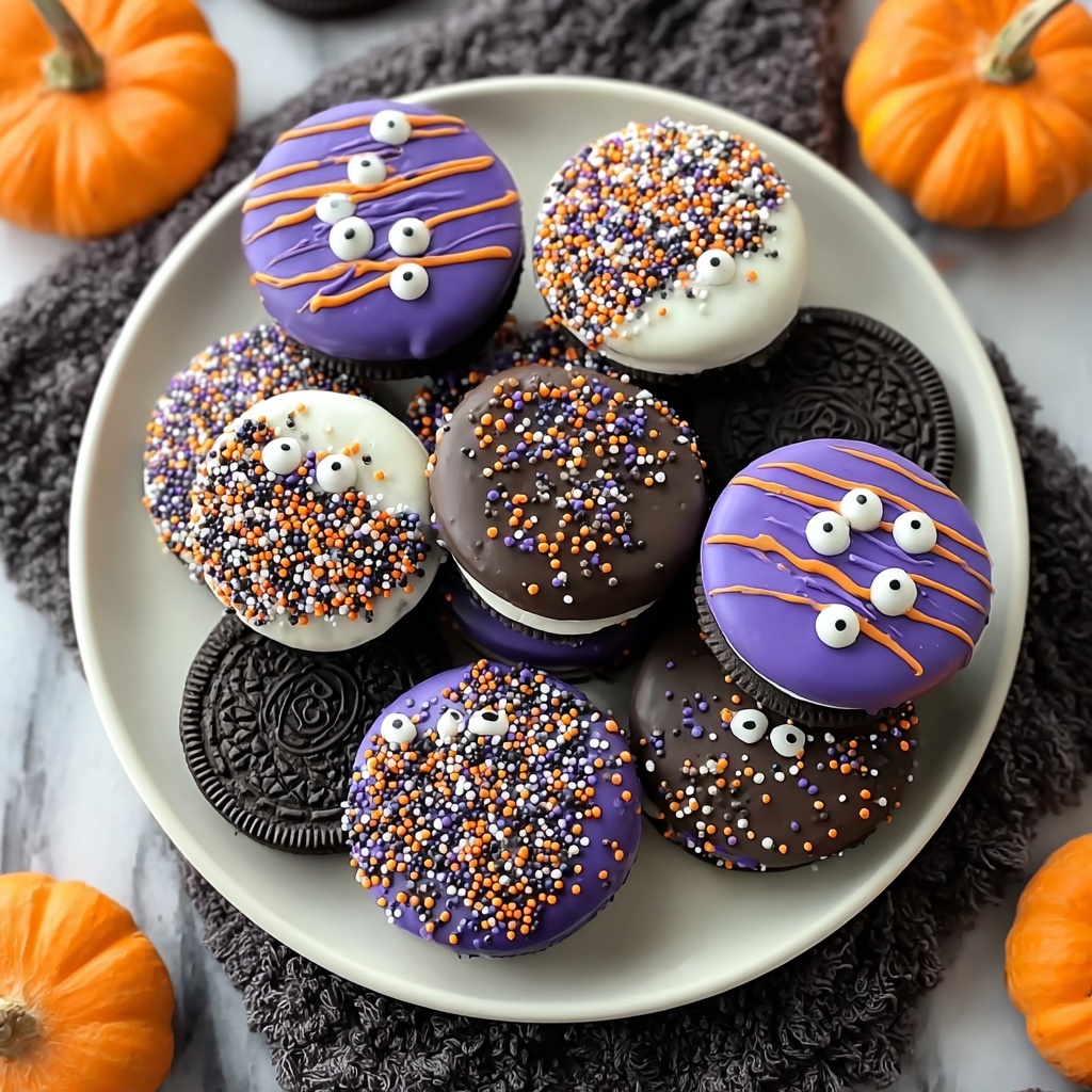 Spooky Scary Halloween Chocolate Dipped Oreo Cookies Recipe - Recipe Image
