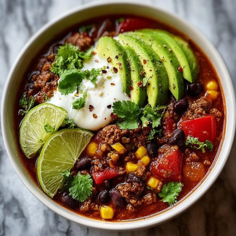Hearty Spicy Taco Soup with Fresh Avocado and Cilantro Recipe