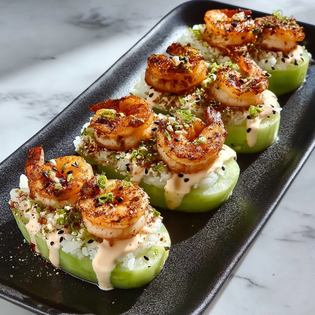 Spicy Shrimp Cucumber Sushi Boats Recipe - Recipe Image