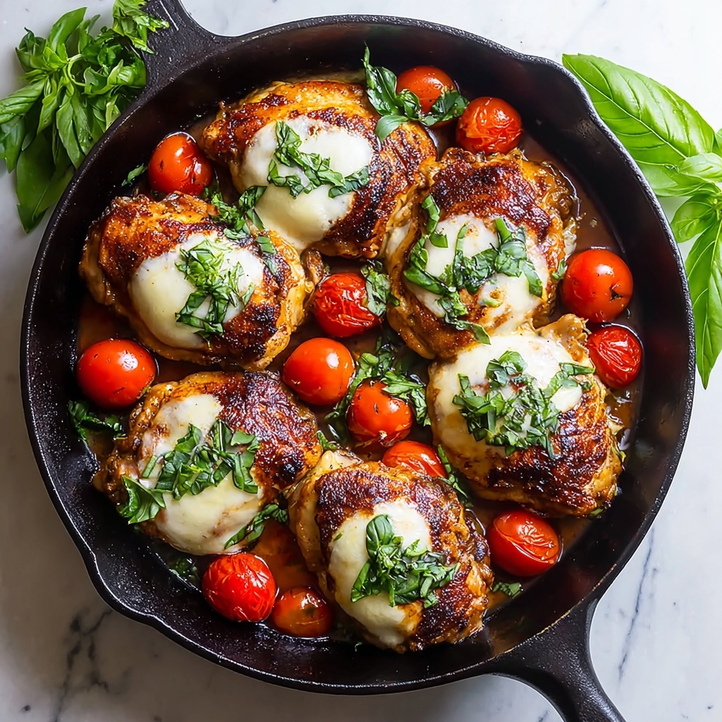 One Pan Balsamic Chicken with Cherry Tomatoes and Mozzarella Recipe - Recipe Image