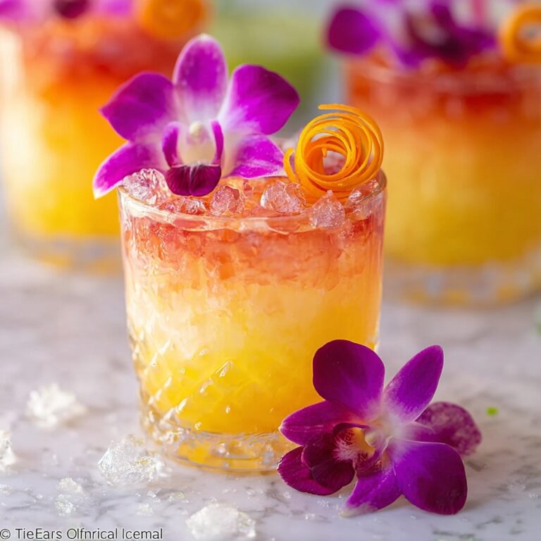 Pineapple Mango Rum Punch with Edible Flowers Recipe