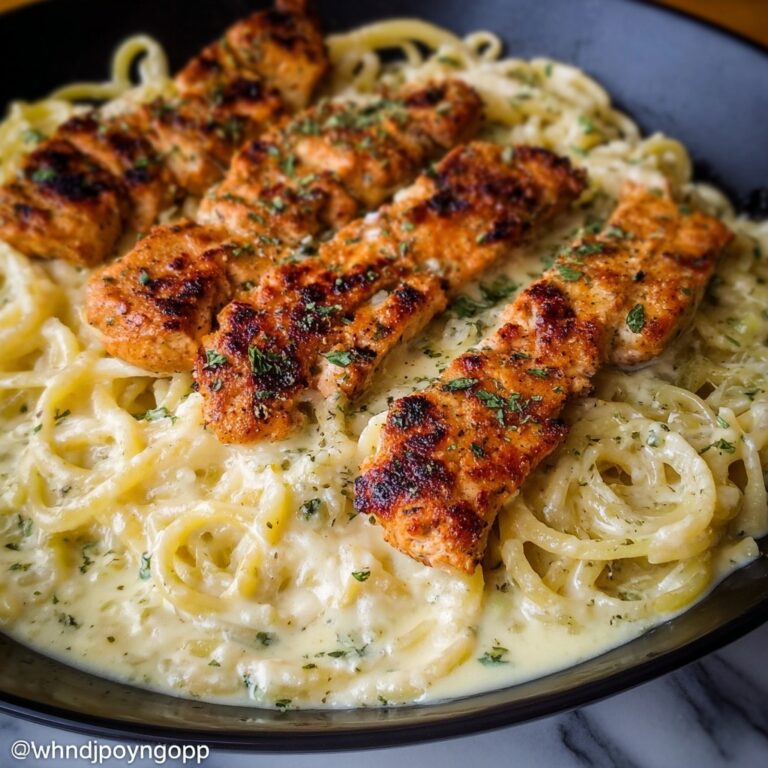 Creamy Garlic Butter Chicken & Linguine in Alfredo Sauce Recipe