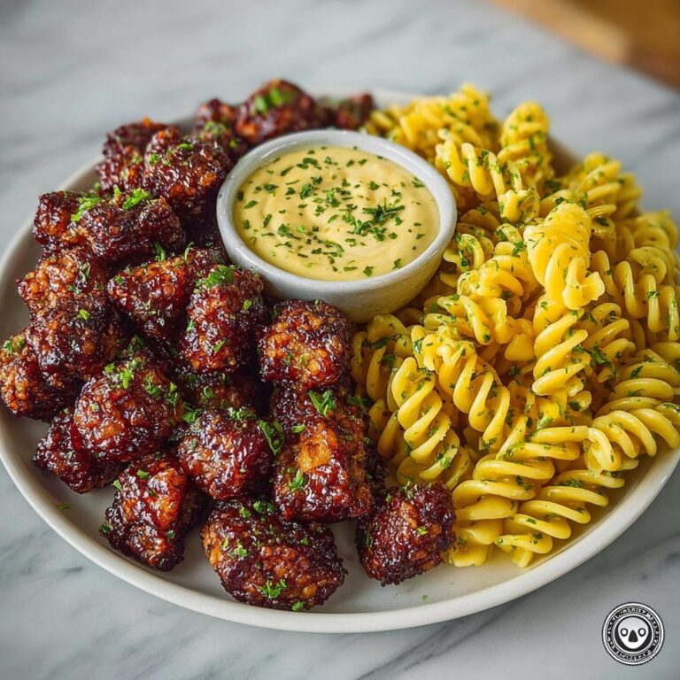 Chili Garlic Butter Chicken Bites with Creamy Cajun Corn Alfredo Twists Recipe
