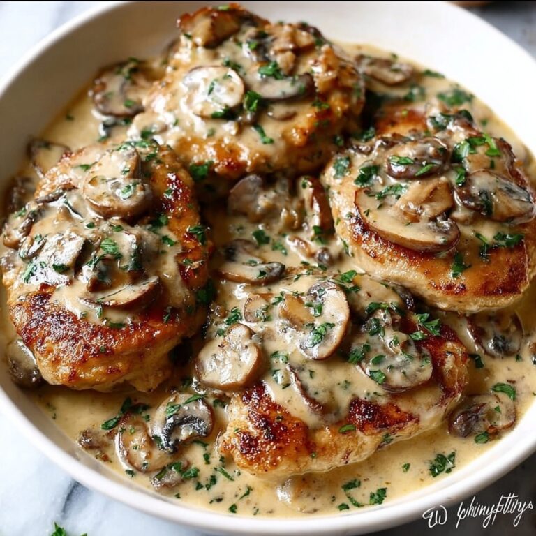Creamy Asiago and Mustard Chicken with Mushrooms Skillet Recipe