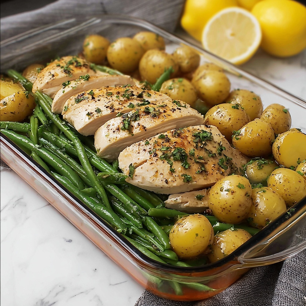 One-Pan Garlic Herb Chicken with Potatoes & Green Beans Recipe - Recipe Image