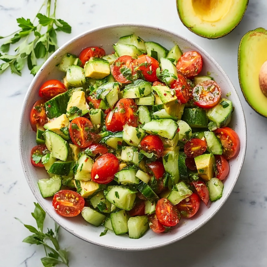 Cucumber Tomato Avocado Salad Recipe - Recipe Image