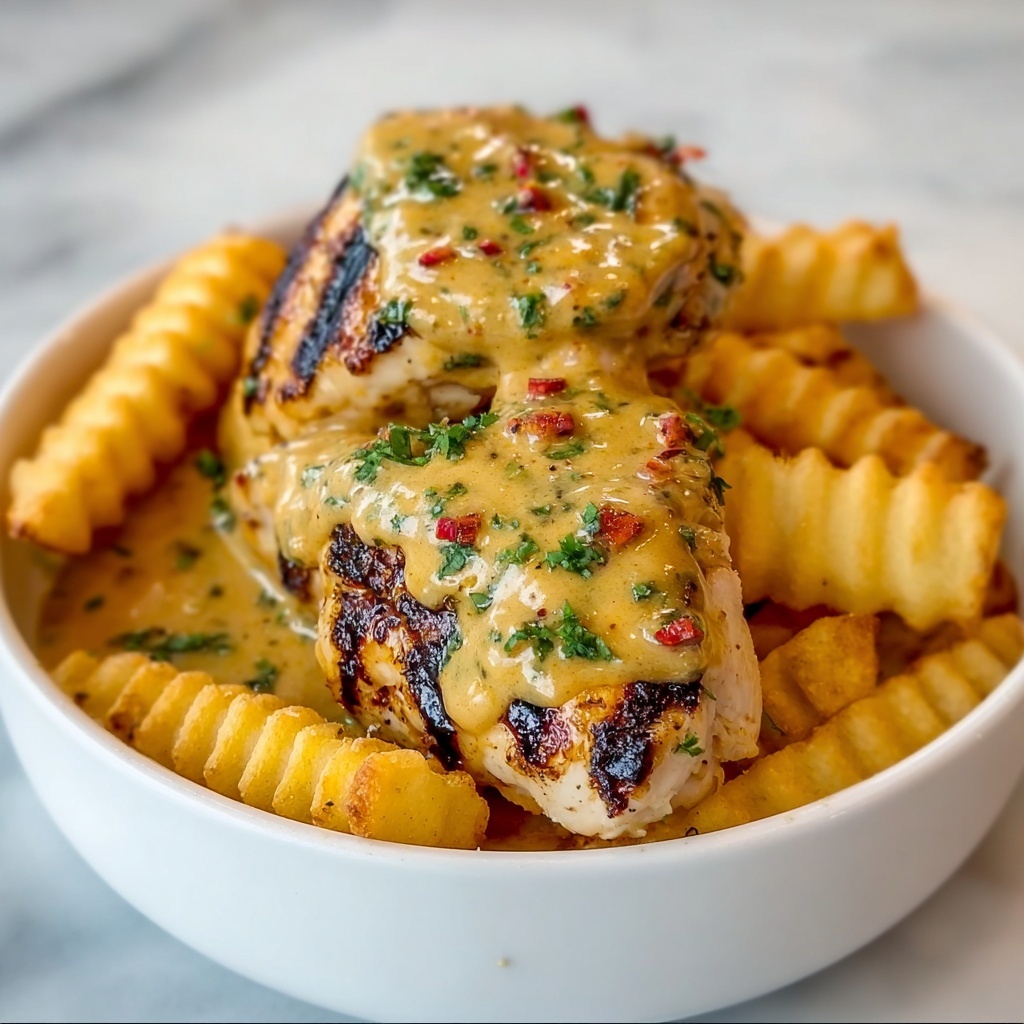 Spicy Creamy Garlic Parmesan Chicken Fillet with Fries Recipe - Recipe Image
