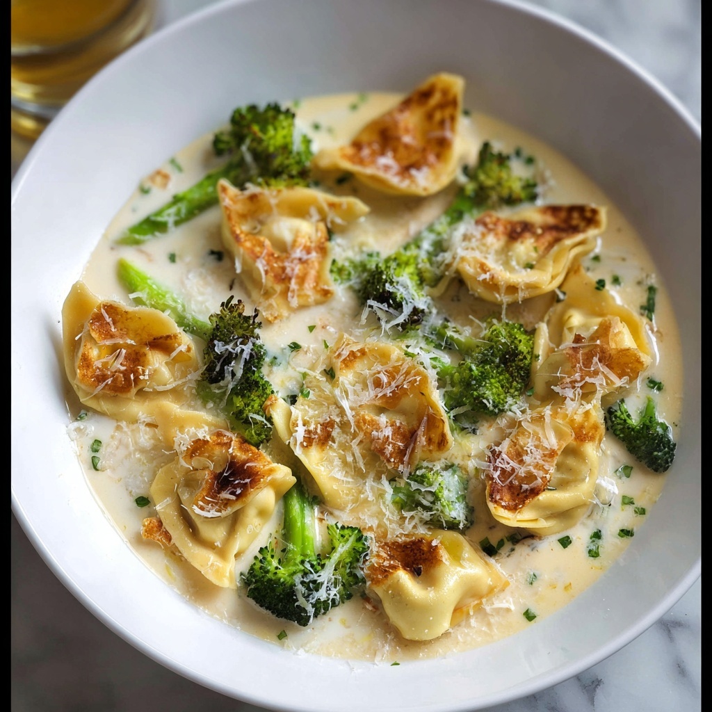 Creamy Garlic Parmesan Tortellini with Chicken & Broccoli Recipe - Recipe Image