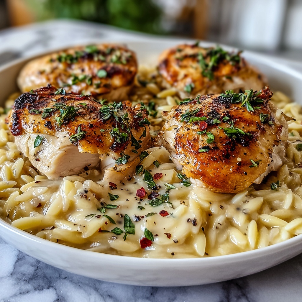 Creamy Tuscan Chicken with Orzo Recipe - Recipe Image