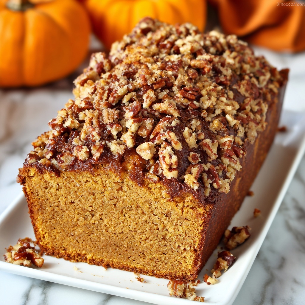 Pumpkin Bread with Brown Sugar Pecan Topping Recipe - Recipe Image