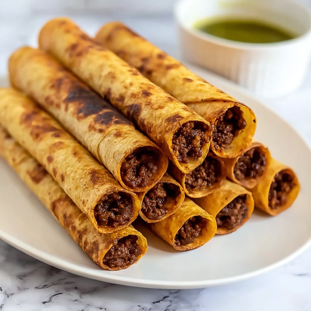 Cheesy Beef Baked Taquitos Recipe - Recipe Image