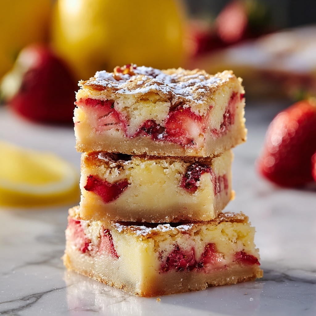 Strawberry Lemon Blondies Recipe - Recipe Image