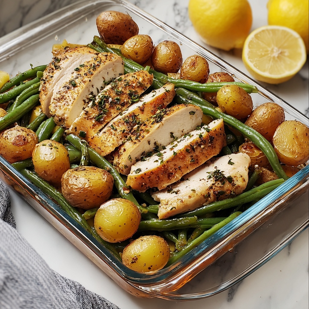 One-Pan Garlic Herb Chicken with Potatoes & Green Beans Recipe - Recipe Image