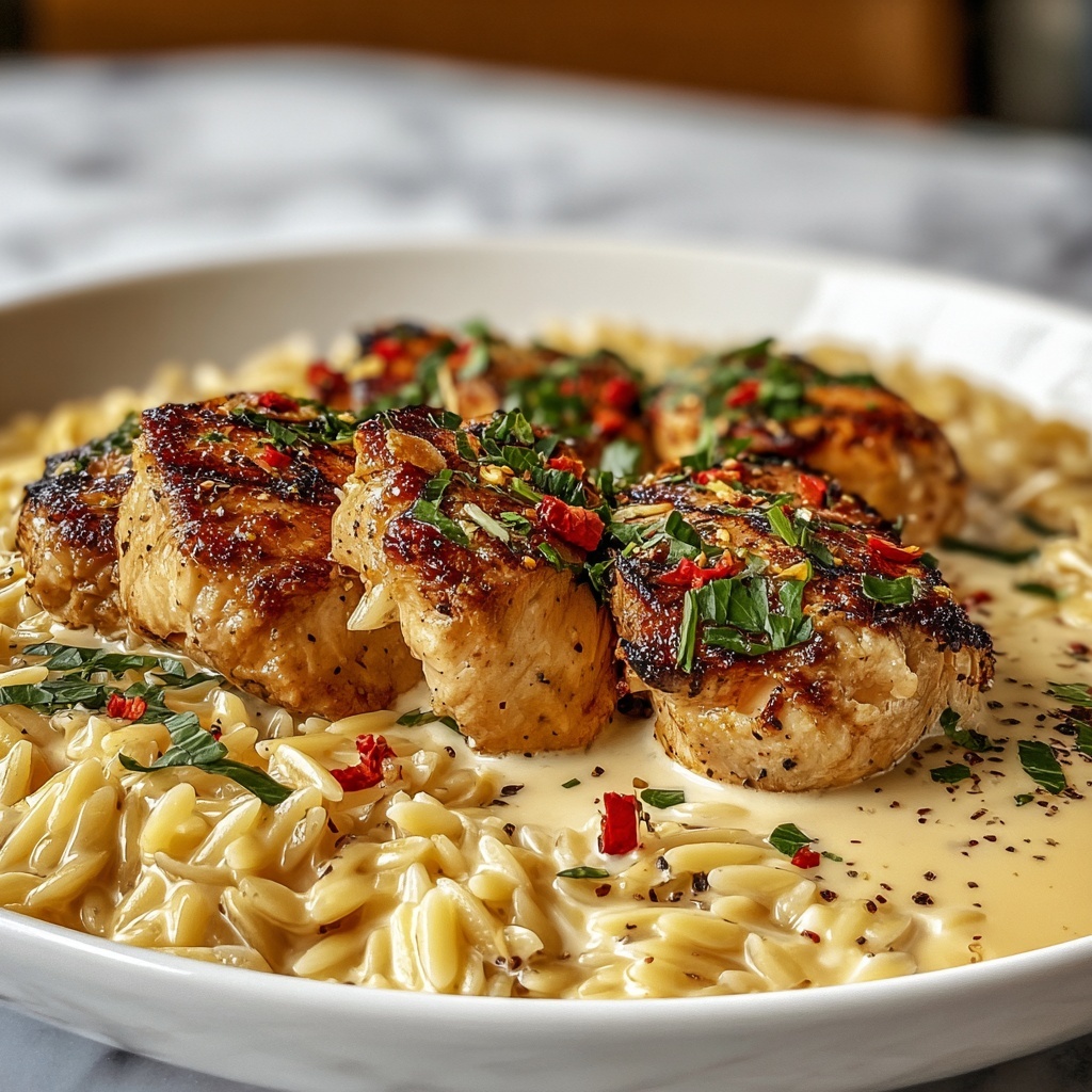 Creamy Tuscan Chicken with Orzo Recipe - Recipe Image