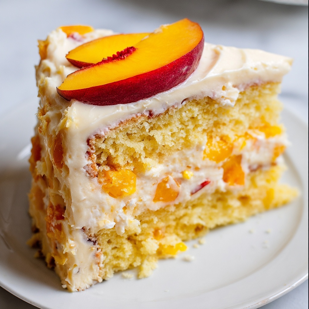Peach Cake with Brown Sugar Frosting Recipe - Recipe Image