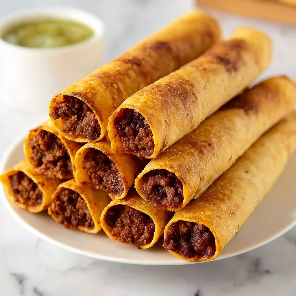 Cheesy Beef Baked Taquitos Recipe - Recipe Image