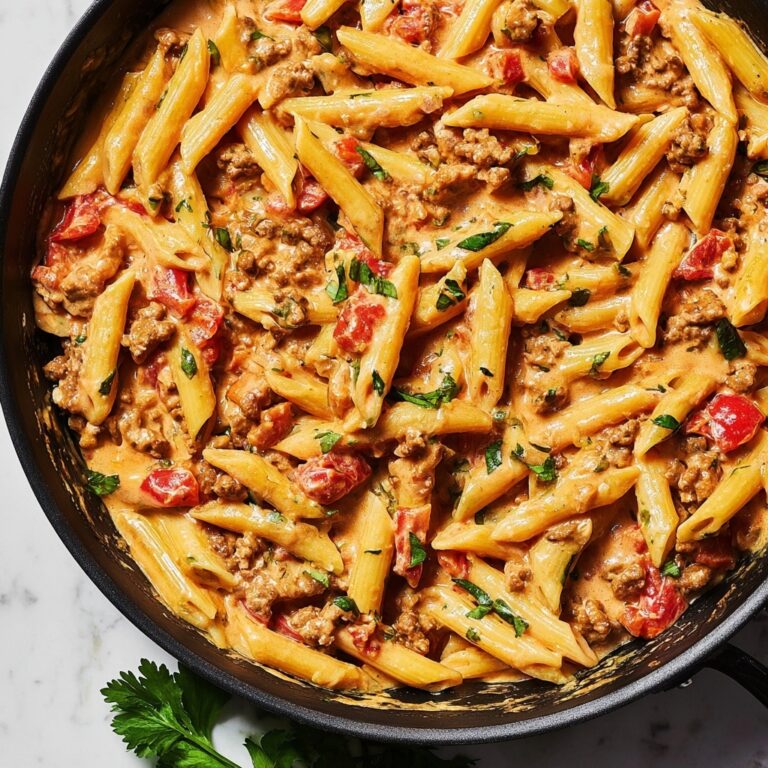Creamy Rotel Pasta with Ground Beef and Cheddar Recipe