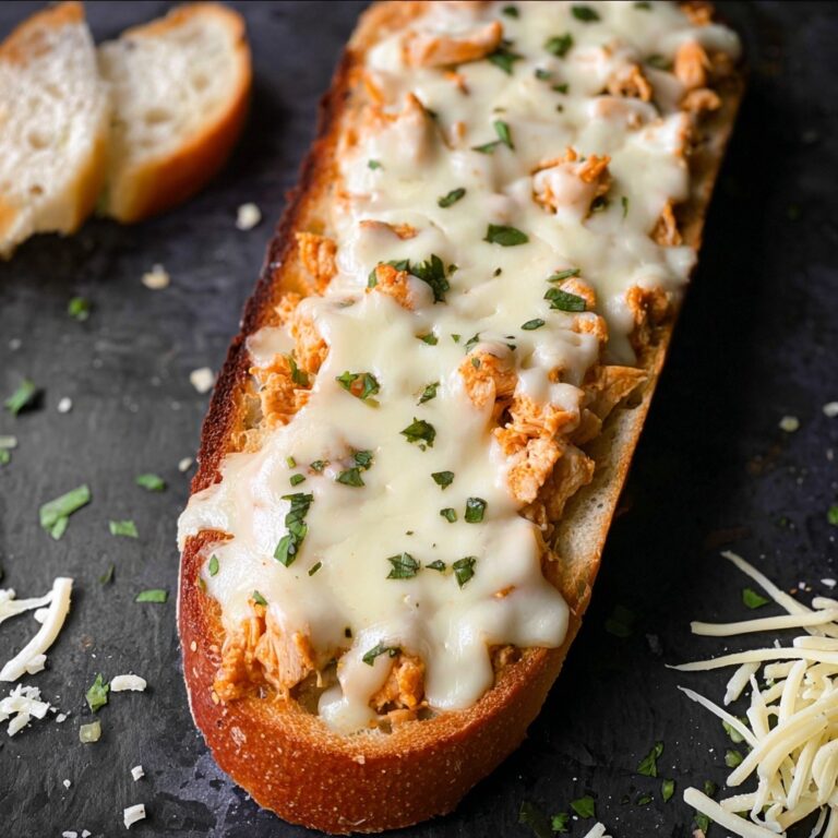 Creamy Chicken Alfredo Garlic Bread Recipe
