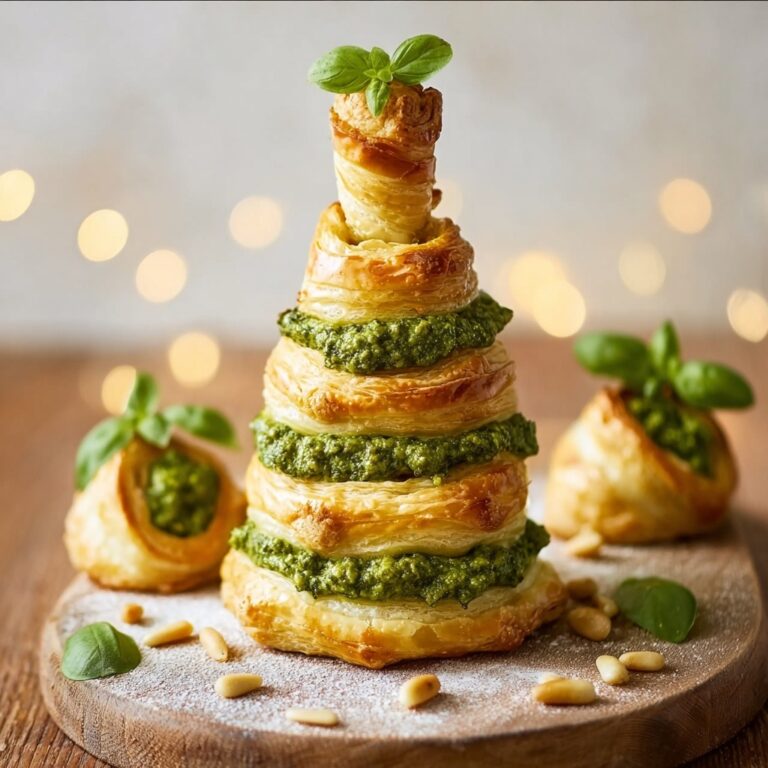 Basil Pesto Cheesy Puff Pastry Christmas Tree Recipe